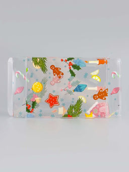 Цена за 5 шт. Коробка подарочная новогодняя складная ПВХ Новогоднее настроение 11?8?2 см