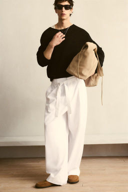 LYOCELL - COTTON TROUSERS WITH BELT - Zara фото 11