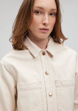Paola Mavi Premium Krem Jean Gomlek  фото 6