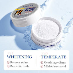 SADOER Зубной порошок для отбеливания зубов, для курящих WHITE PLUS, 50гр  фото 2