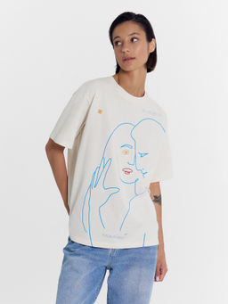 Футболка женская бежевая с печатью белый песок +печать3 112678 - Mark formelle фото 2