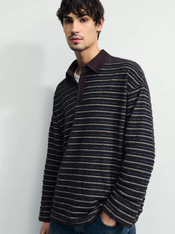 Джемпер с воротником поло в полоску / Zarina