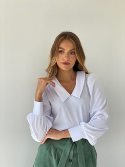 6649 Блуза с отложным воротником белая - Martichelli фото 4