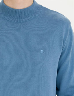 Koyu Mavi Slim Fit Yar_m Bal_k__ Yaka Basic Triko Kazak - Pierre cardin фото 7