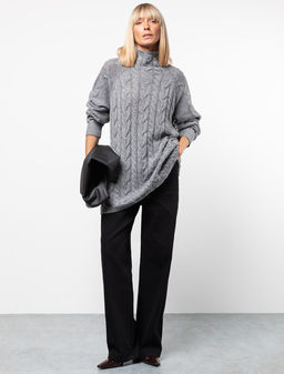 VILATTE / Удлиненный свитер тонкой вязки с шерстью  фото 4