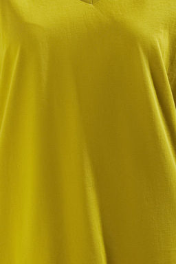 Yag Yesili %100 Pamuk Oversize/Genis Kal?p V Yaka Orme T-Shirt TWOSS23TS00003