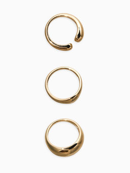 Набор колец 3 шт "Новый стиль" минимализ линий, размер МИКС, цвет золото