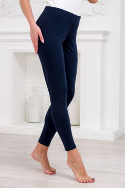 Легинсы женские из кулирки с лайкрой темно-синие макси