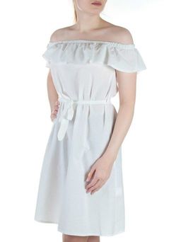 829 WHITE Платье хлопковое с поясом Fashion