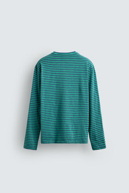 CAMISETA JACQUARD RAYAS / Azul