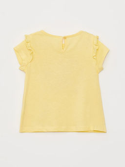 Bisiklet Yaka K?sa Kollu Bask?l? K?z Bebek Ti??rt