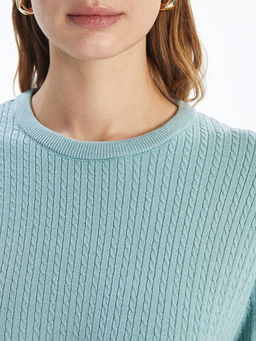 Bisiklet Yaka Dokulu Kad?n Triko Kazak