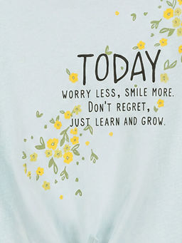 Bisiklet Yaka Bask?l? K?z ?ocuk Ti??rt