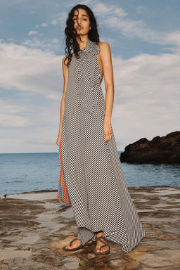 LIMITED EDITION STRIPED HALTER DRESS