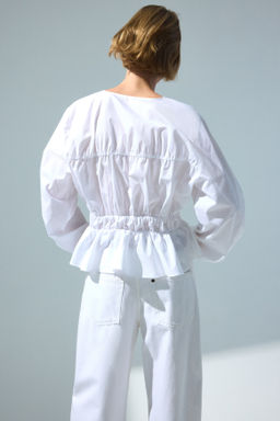 Drawstring poplin blouse - H&m фото 5