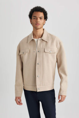 Пальто Relax Fit с воротником-поло на хлопковой подкладке - Defacto фото 7