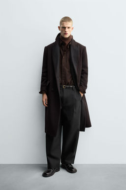 CONTRAST LAPEL WOOL COAT