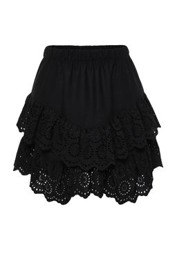 TRENDYOLMILLA Plaj Giyim Briddal Beyaz Mini Dokuma Brode Detayl? Flaml? Pamuk Plaj Etek TBESS24ET00004 фото 10