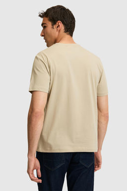 Erkek Regular Fit Bisiklet Yaka A__k Haki Basic Ti__rt