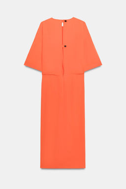 VESTIDO MIDI DRAPEADO ZW COLLECTION / Coral rojo - Zara фото 9