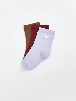 Bask?l? K?z Bebek Soket ?orap 3l?