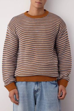 Trendyolmilla Man Camel Regular Bisiklet Yaka Jakarl? Kazak TMNAW22KZ0658  фото 3