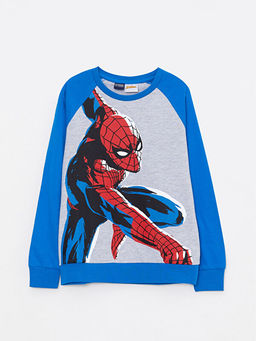 Bisiklet Yaka Spiderman Bask?l? Uzun Kollu Erkek ?ocuk Ti??rt