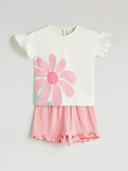 ?i?ekli K?z Bebek Bluz ve ?ort 2li