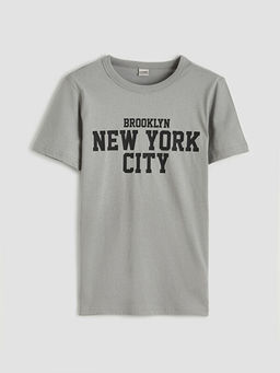 Bisiklet Yaka New York Bask?l? Erkek ?ocuk Ti??rt
