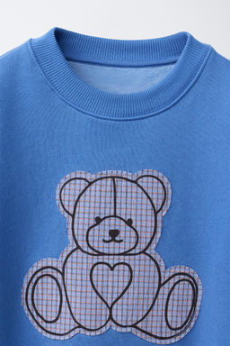 SUDADERA PARCHE OSO CUADROS / Azul?n - Zara фото 4