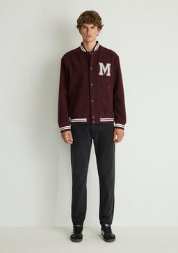 M Bask?l? Bordo Bomber Ceket - Mavi фото 2