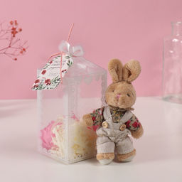 Набор подарочный Зайчик в комбинезоне, мыльные розовые розы 5 шт., роса, 7?7?12 см - Simaland фото 6