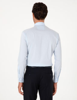 A__k Mavi Slim Fit Pamuk Kar___ml_ Klasik Yaka Basic G_mlek - Cacharel фото 5