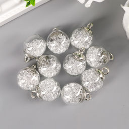 Цена за 2 шт. Подвеска декоративная для творчества стекло «Шар - камешки», прозрачная, d=1.6 см, набор 10 шт.