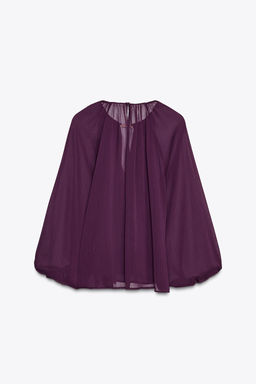 SEMI-SHEER BLOUSE WITH TRIM - Zara фото 7