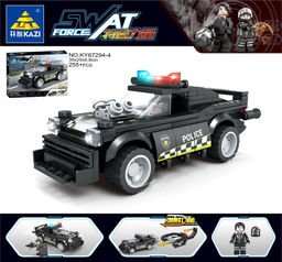 Конструктор "KAZI" 255 дет. "Спецназ. Патрульный автомобиль + фигурка" с устр. для запуска (KY67294-4) в коробке (р)