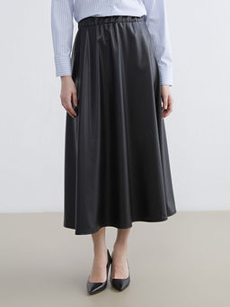 Beli Lastikli Deri G?r?n?ml? Klo? Etek