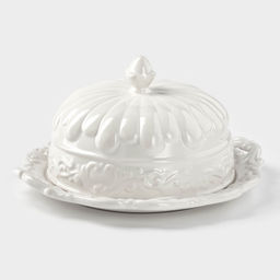 Блюдо с крышкой клош «Винтаж», 24.5×22×13 см, керамика, белое