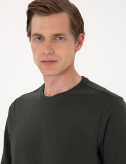 Koyu Ye_il 2 _plik Regular Fit Bisiklet Yaka Basic Sweatshirt - Pierre cardin фото 2