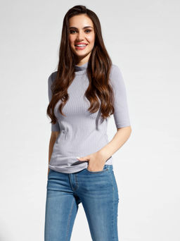 CONTE Топ в рубчик из вискозы премиального качества LD 1031 lilac grey