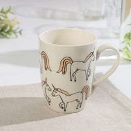 Кружка фарфоровая Доляна Единорожки, 350 мл, цвет белый