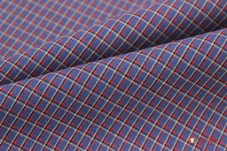 Пестрядь Средняя двухцветная клетка на джинсово-синем, ш.1.45м, хлопок-95%, п/э-5%, 130гр/м.кв - Купава фото 3