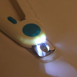 Когтерез инновационный для животных с LED подсветкой, пилкой и отсеком для ногтей "ПРЕМИУМ", прорезиненная ручка, цвет белый, 22*3*15см (фабр коробка)