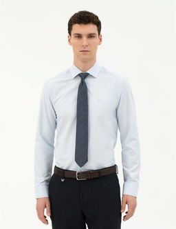 A__k Mavi Slim Fit Uzun Kollu Basic G_mlek
