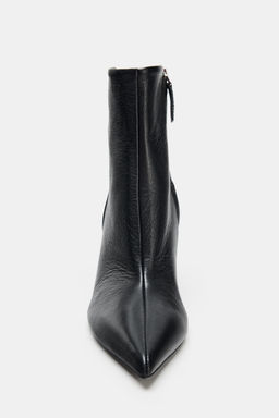 LEATHER HEELED ANKLE BOOTS - Zara фото 4