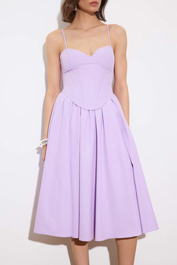 Limited Edition Lila Midi Korse Detayl? Dokuma Elbise TWOSS26EL00191 - Trendyolmilla фото 4