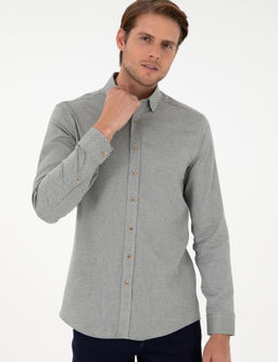 Рубашка Pierre Cardin Slim Fit светло‑хаки с длинным рукавом