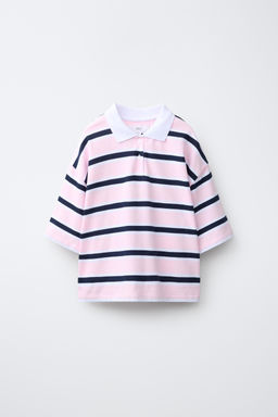 POLO RAYAS Y N?MERO / Blanco / Rosa