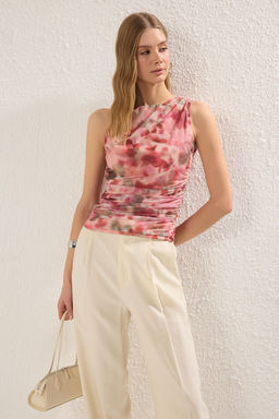 Cok Renkli Fitted/Vucuda Oturan Buzgu/Drape Detayl? Orme Bluz TWOSS25BZ00384