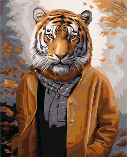 ФРЕЯ PNB/PLC-318 Набор для раскрашивания по номерам ( цветной холст ) 50 х 40 см Стильный тигр
